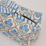 Organic Cotton Toiletry Bag (Small) - Trellis Indigo
