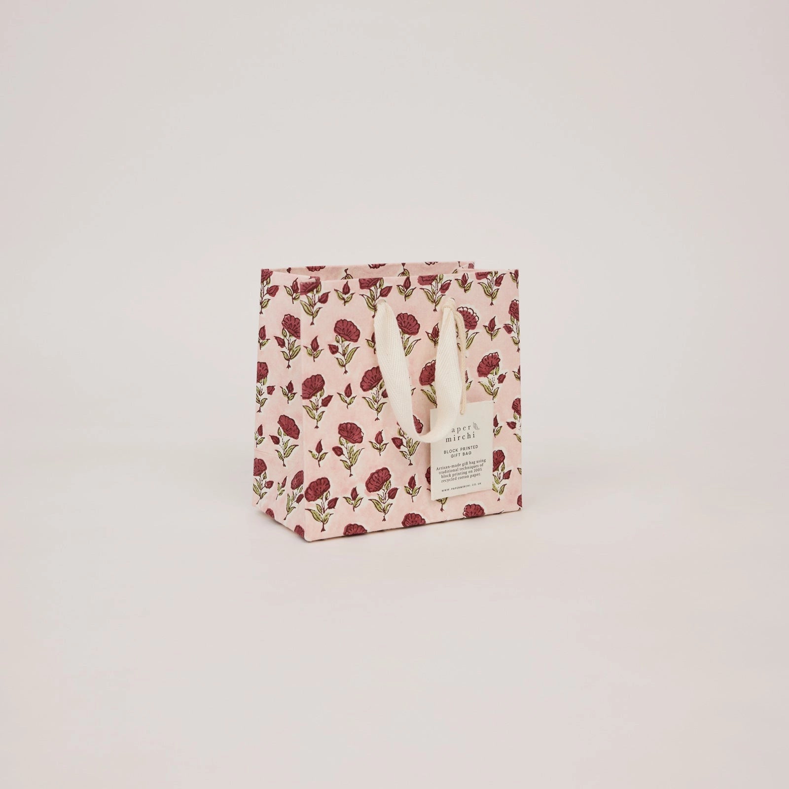 Block Printed Luxury Gift Bags - Small (Scarlet) - Winter's Moon 