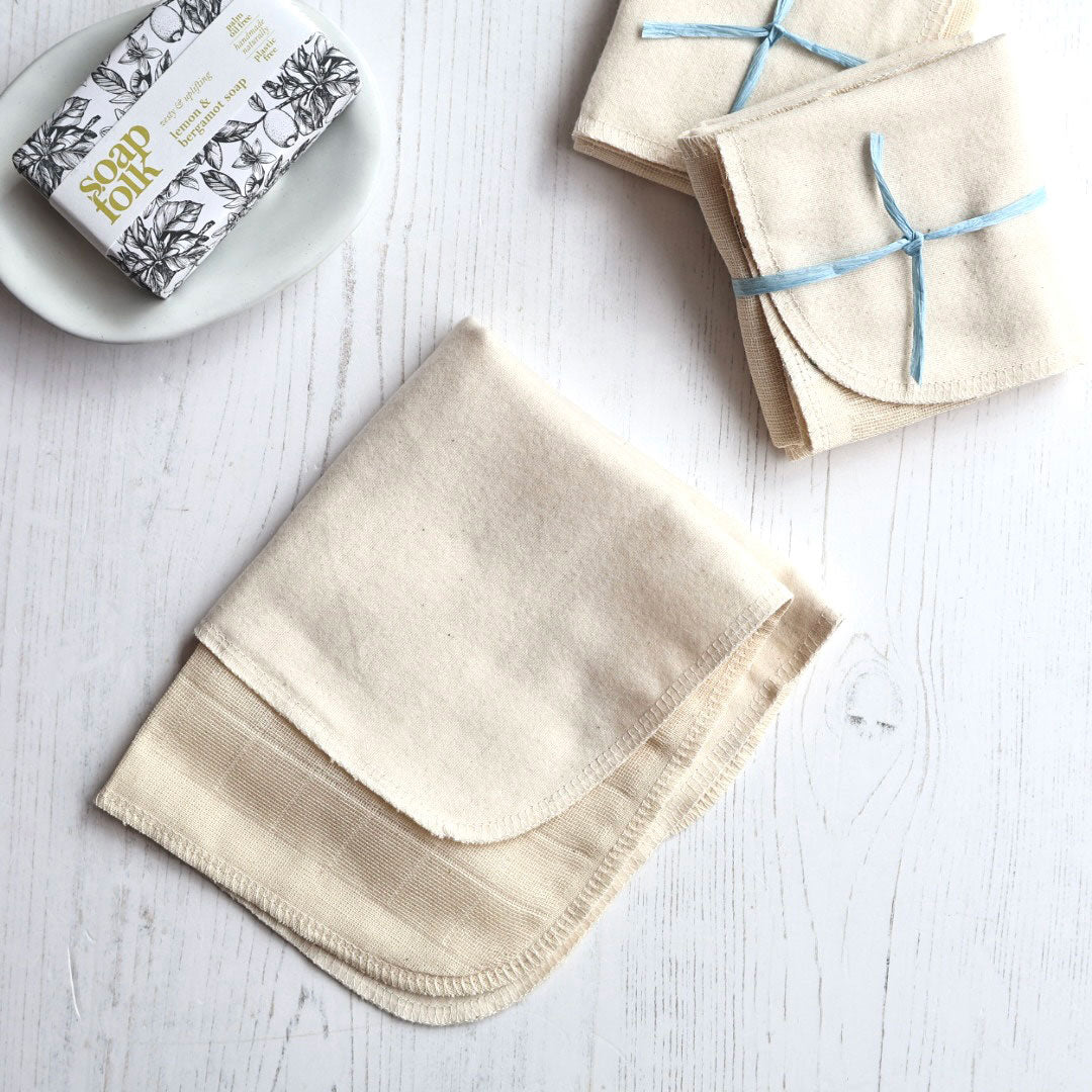 Organic Cotton Double-Sided Wash Cloth - Winter's Moon 