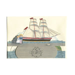 elizabeth harbour designs - flat ship in sail diorama pop-up card on white background - winter's moon
