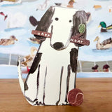 laura skilbeck - dog and ball happy birthday card - winter's moon