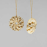 Box of Two Handmade Paper Spin Decorations - White & Gold