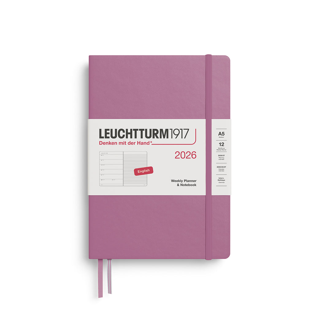 Purple notebook with white label featuring 'Leuchtturm1917' on a white background