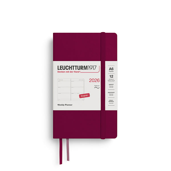 Agenda Semainier 2026 LEUCHTTURM1917 – Format Poche A6, Couverture Souple – Avec élastique Et Marque-pages – Idéal Pour Organisation Quotidienne