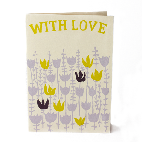 'With Love' illustrated spring Flowers Greetings Card by Cambridge Imprint 