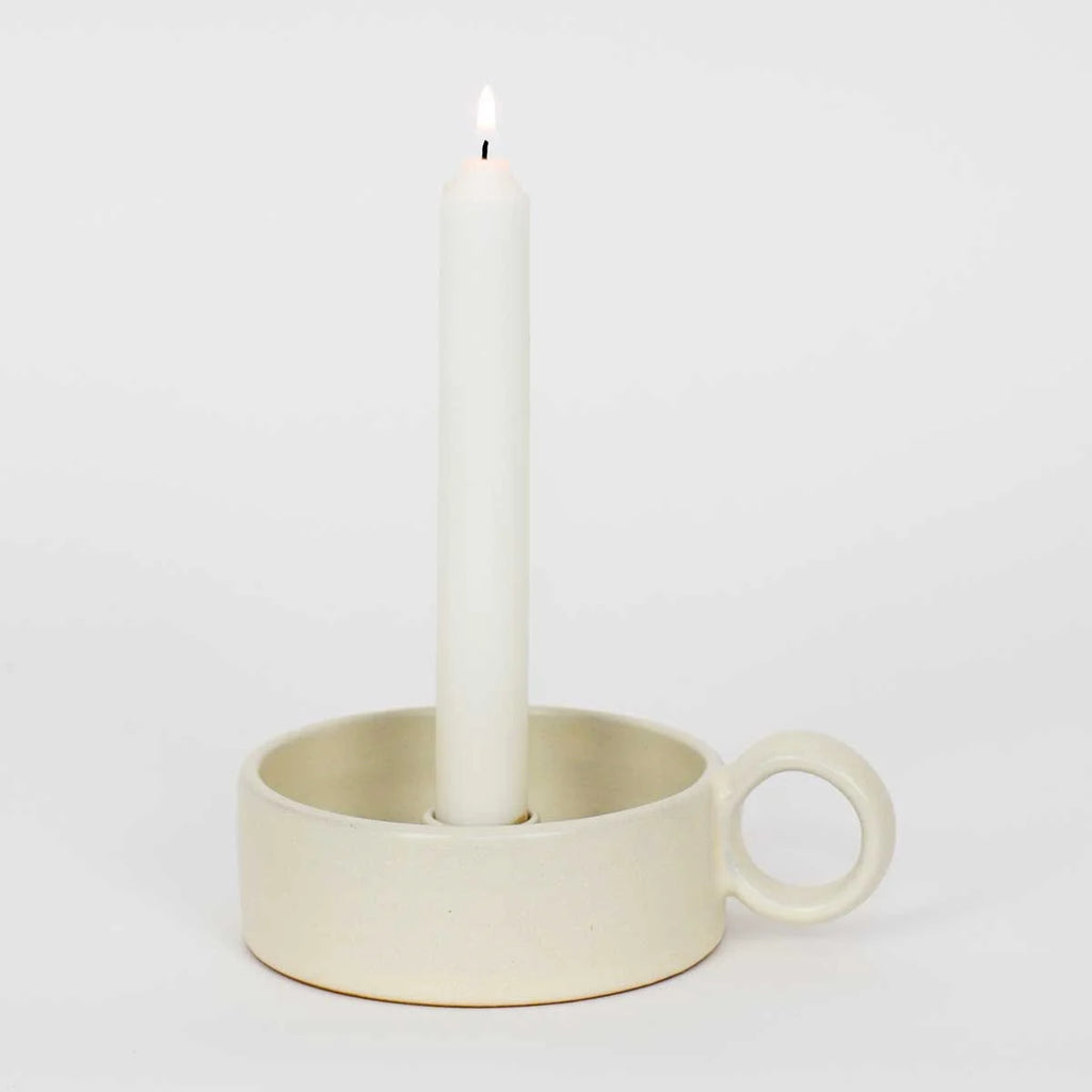 Large handmade ceramic white candleholder
