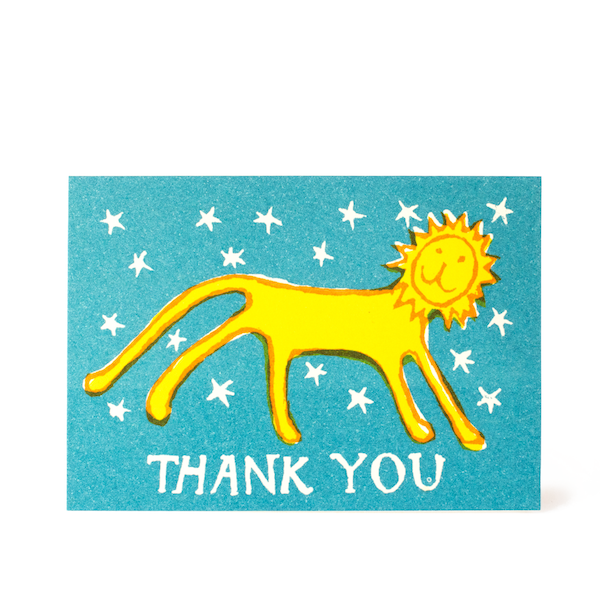 Little Lion 'Thank You' Card - Blue by Cambridge Imprint