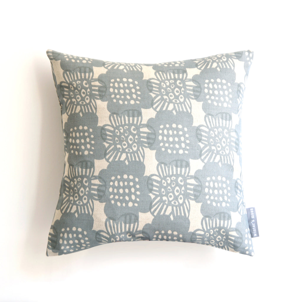 Cushion in Bloom - Pewter Grey - Winter's Moon 