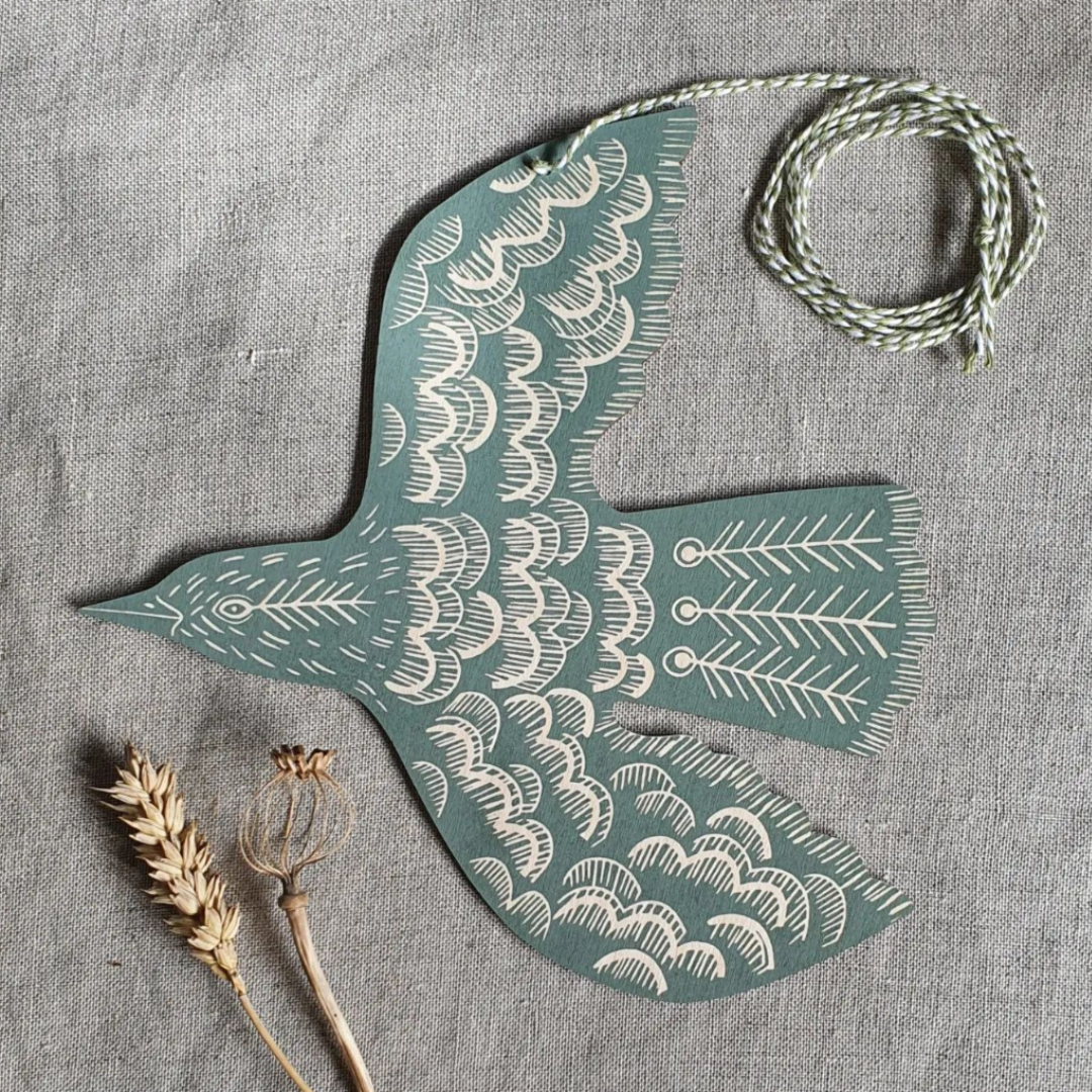 Plywood Hanging Blackbird - 4 colours - Winter's Moon 