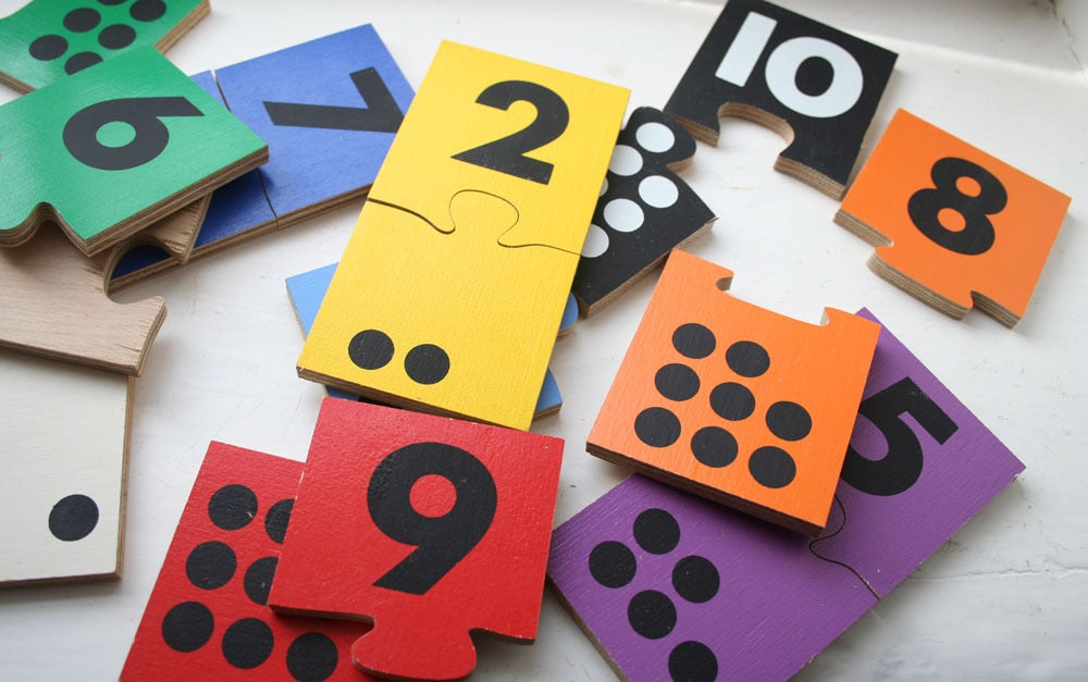 Vintage Wooden Plywood Number Puzzle - Winter's Moon 