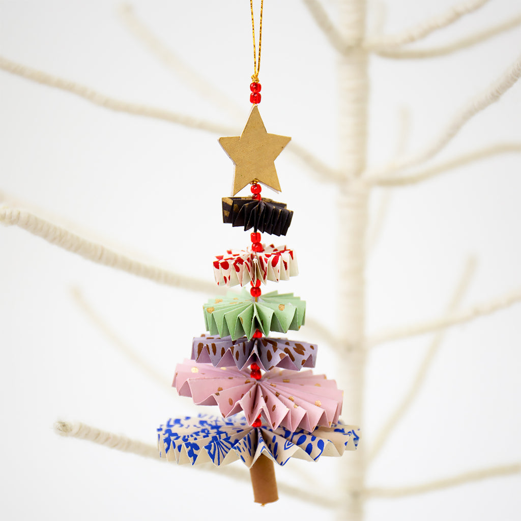 Paper Christmas Tree Decoration - Multi - Winter's Moon 